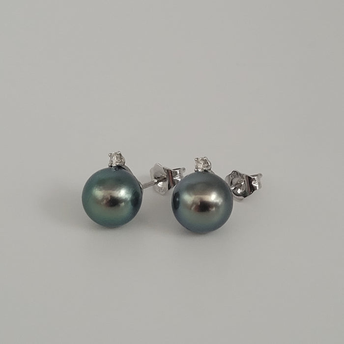 Tahiti Pearl Earrings, 18K Gold & Diamonds