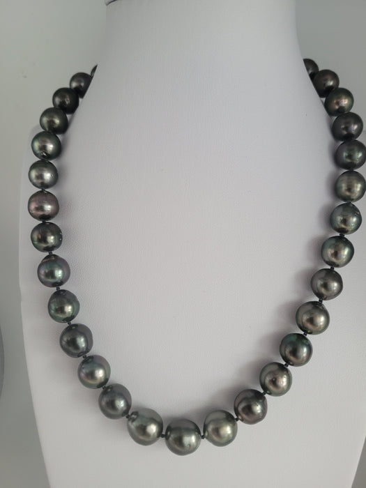 Tahiti Pearl Necklace 10-11 mm Natural Color and High Lustee |  The South Sea Pearl |  The South Sea Pearl