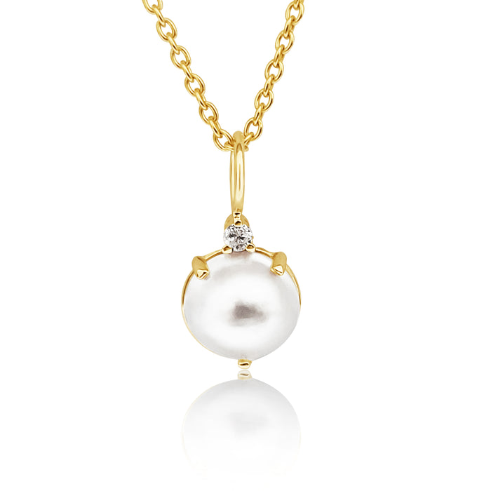 Yellow Gold 18K Diamond and Australian Mabe Pearl Pendant Necklace