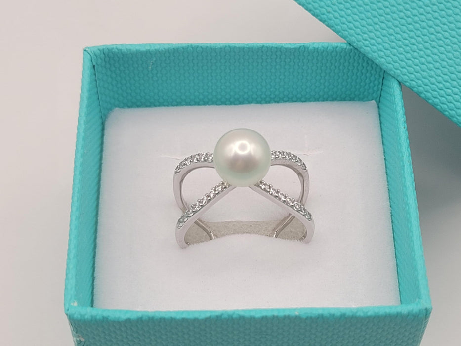 Cultured Pearl Ring 8 mm in Silver 925
