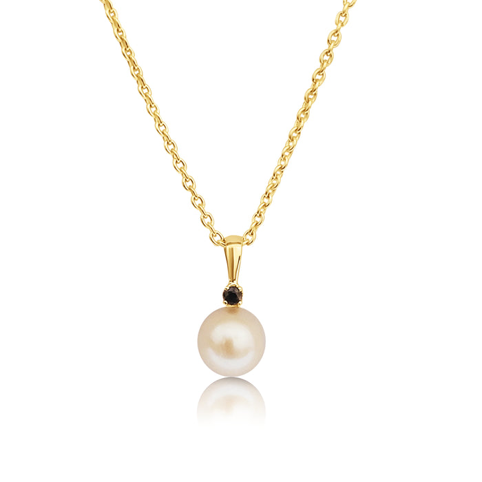 Cultured Pearl 8 mm AAA 9K Gold Sapphire Precious Stone