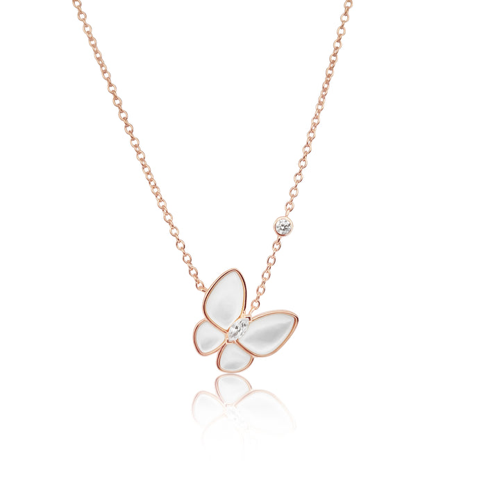 Pendant Necklace of Mother of Pearl and Silver 925 Rose Gold