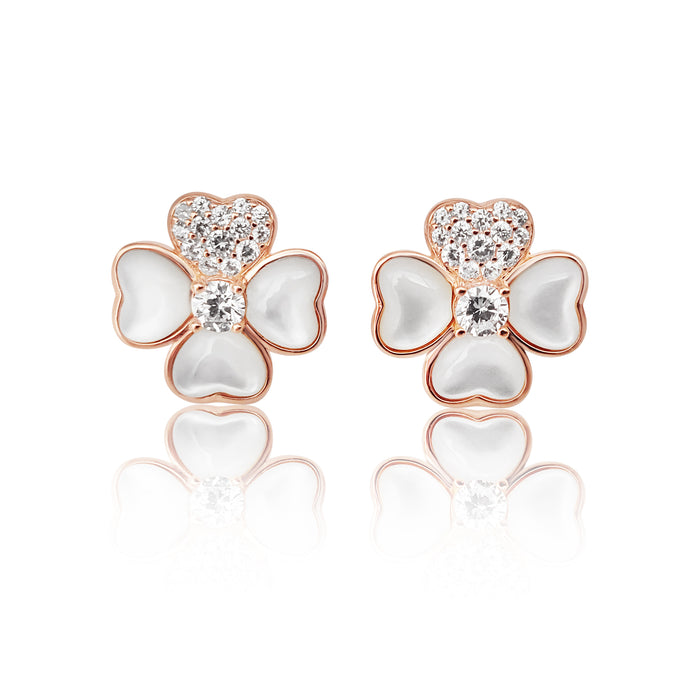 Earrings of Mother of Pearl in Silver 925 Rose Gold Plated