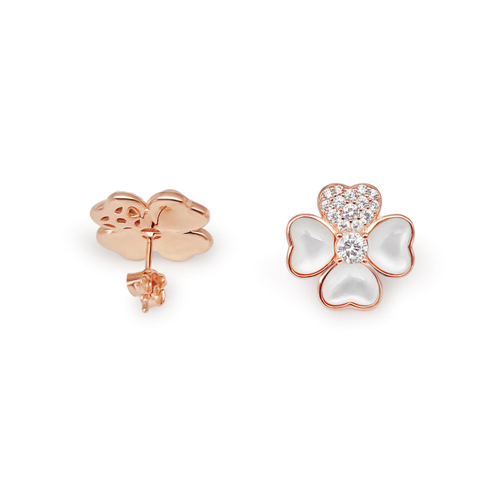 Earrings of Mother of Pearl in Silver 925 Rose Gold Plated