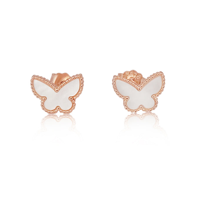 Earrings of Mother of Pearl and Silver 925 Rose Gold Plated