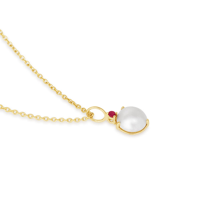 Gold Pendant 18K Mabe and Ruby