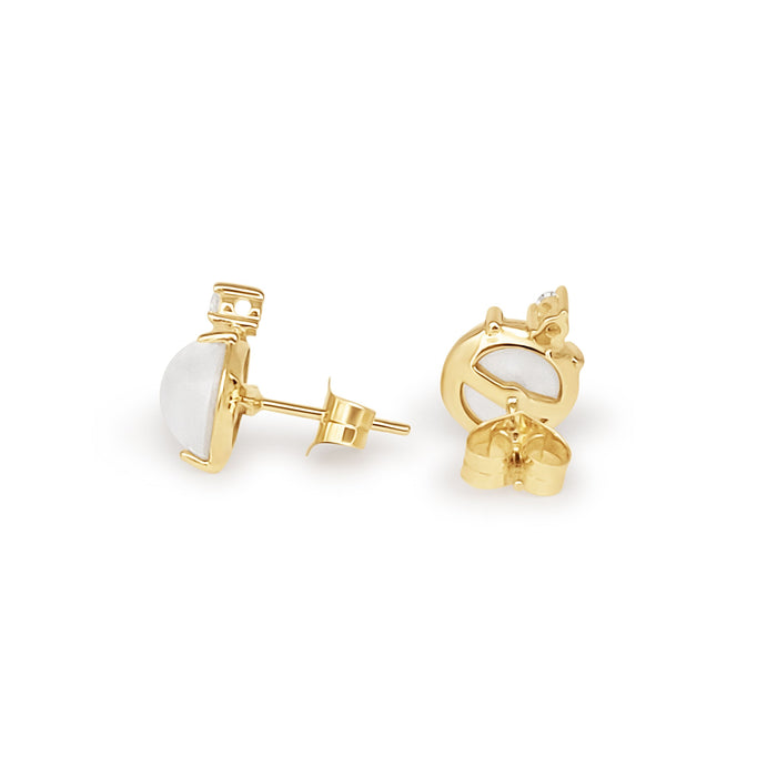 Australian Mabe Pearls Earrings in 18K Gold and Diamonds